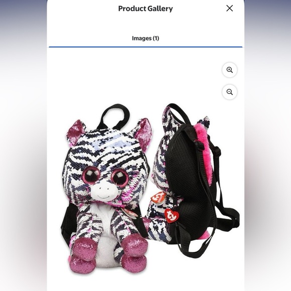 13 in. Sequin Zebra Plush Backpack - Picture 4 of 4